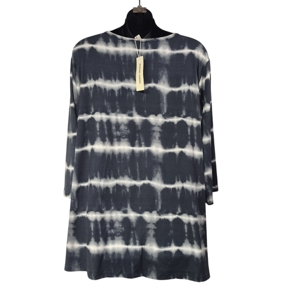 Agnes Orinda Women's Tops V Neck 3/4 Sleeves Tie Dye Stripes Tunic Plus Size 2X - Picture 2 of 6